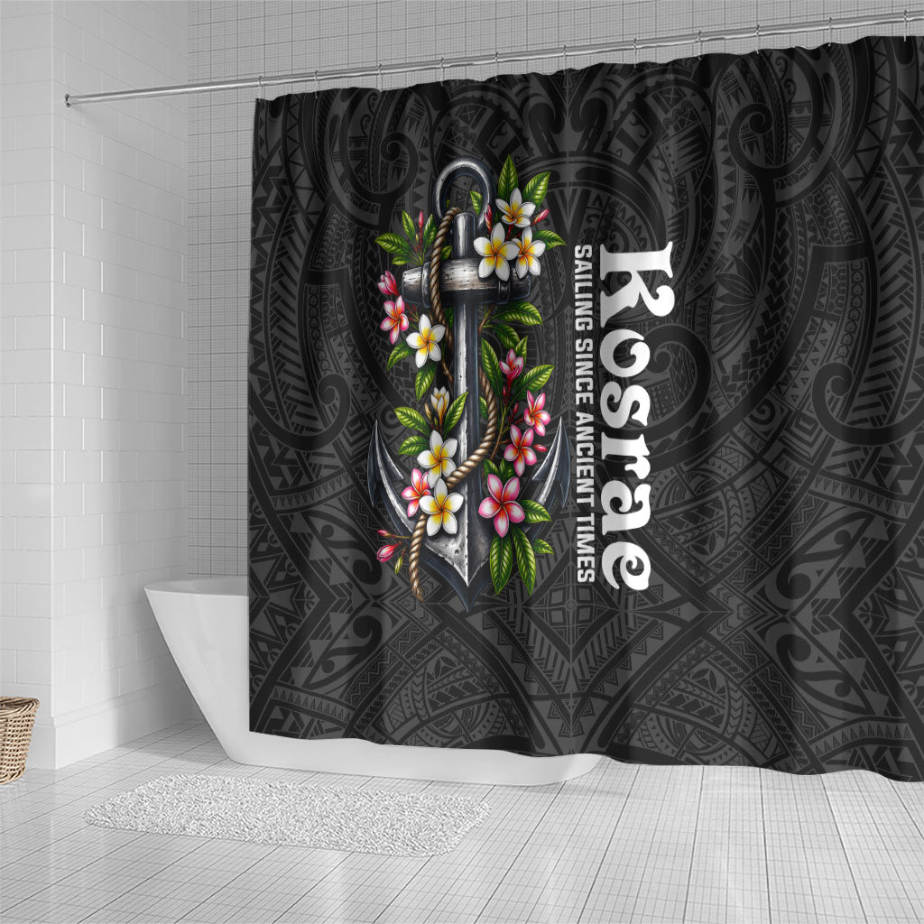 Kosrae Nautical Heritage Shower Curtain Polynesian Tribal Anchor With Plumeria Tropical Art TS04 - Polynesian Pride
