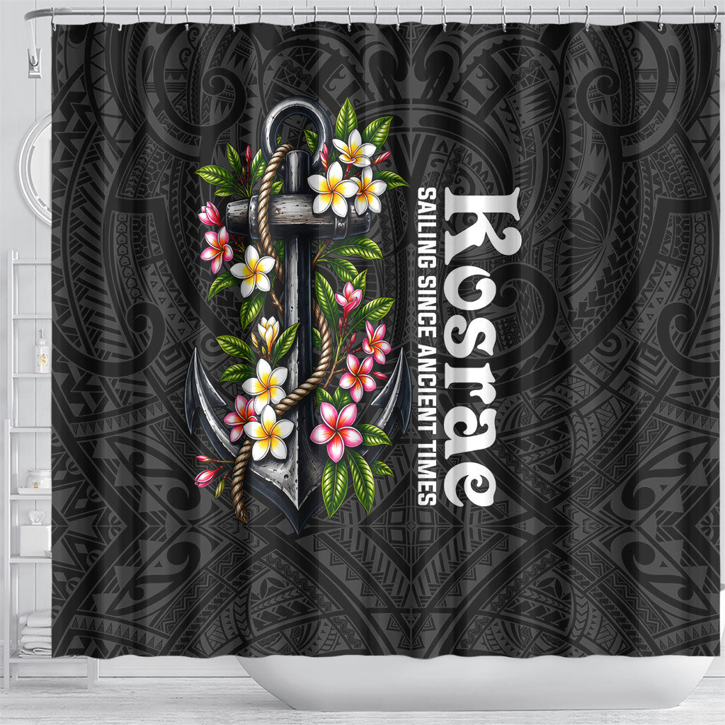 Kosrae Nautical Heritage Shower Curtain Polynesian Tribal Anchor With Plumeria Tropical Art TS04 - Polynesian Pride