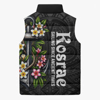 Kosrae Nautical Heritage Sleeveless Puffer Jacket Polynesian Tribal Anchor With Plumeria Tropical Art TS04 - Polynesian Pride