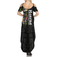 Kosrae Nautical Heritage Summer Maxi Dress Polynesian Tribal Anchor With Plumeria Tropical Art TS04 - Polynesian Pride