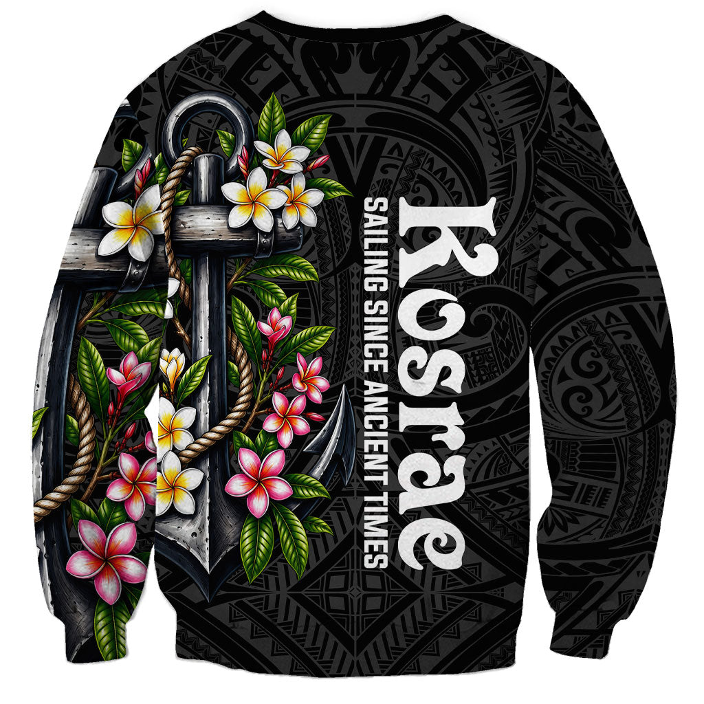 Kosrae Nautical Heritage Sweatshirt Polynesian Tribal Anchor With Plumeria Tropical Art TS04 - Polynesian Pride
