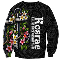 Kosrae Nautical Heritage Sweatshirt Polynesian Tribal Anchor With Plumeria Tropical Art TS04 - Polynesian Pride