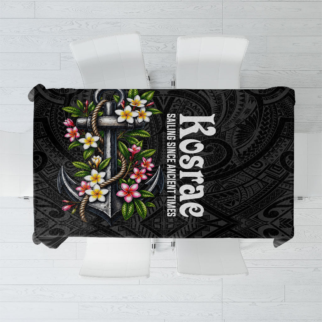 Kosrae Nautical Heritage Tablecloth Polynesian Tribal Anchor With Plumeria Tropical Art TS04 Black Grey - Polynesian Pride