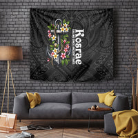 Kosrae Nautical Heritage Tapestry Polynesian Tribal Anchor With Plumeria Tropical Art TS04 Black Grey - Polynesian Pride