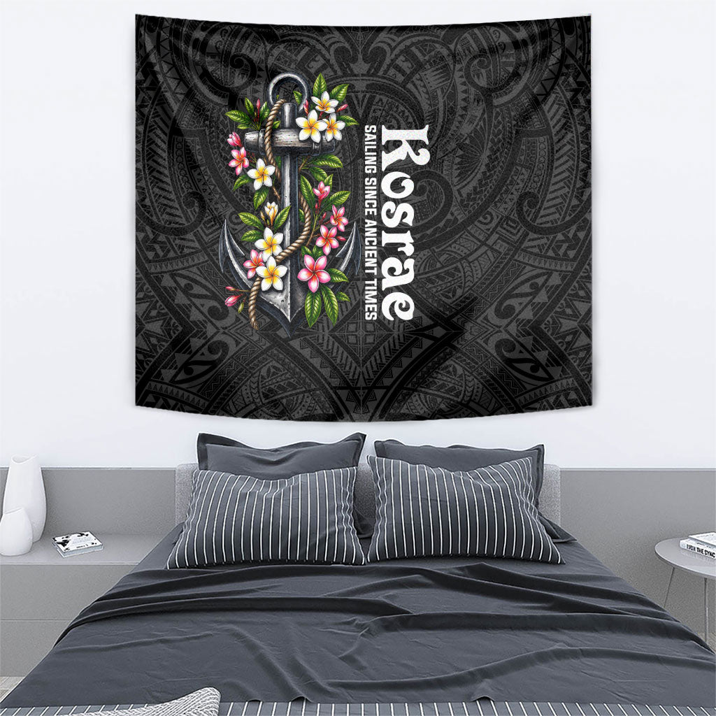 Kosrae Nautical Heritage Tapestry Polynesian Tribal Anchor With Plumeria Tropical Art TS04 - Polynesian Pride