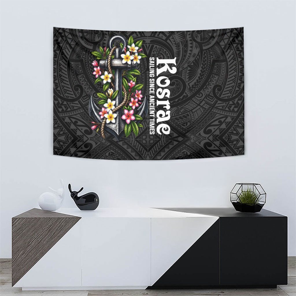 Kosrae Nautical Heritage Tapestry Polynesian Tribal Anchor With Plumeria Tropical Art TS04 - Polynesian Pride