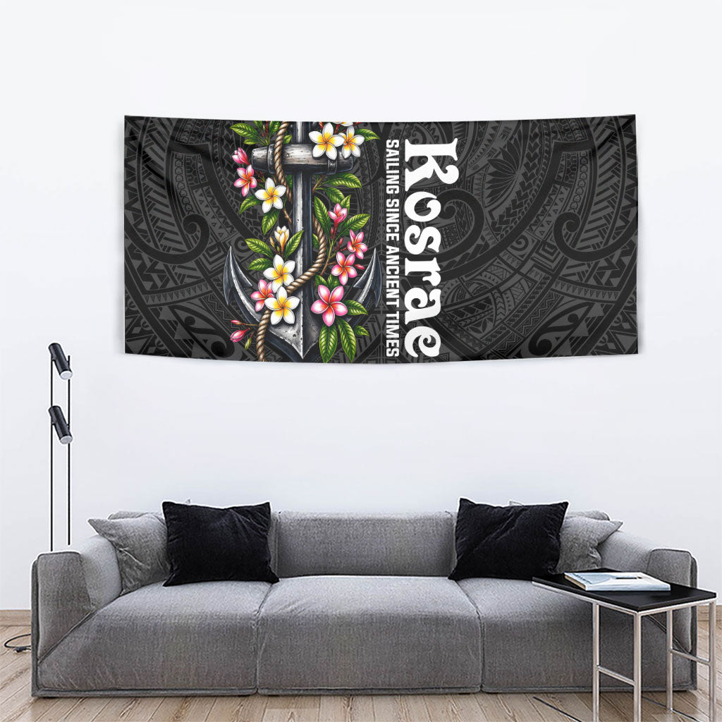 Kosrae Nautical Heritage Tapestry Polynesian Tribal Anchor With Plumeria Tropical Art TS04 - Polynesian Pride