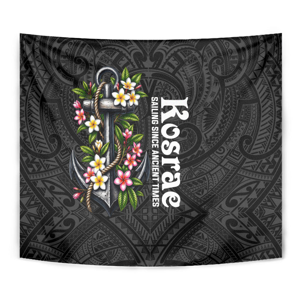 Kosrae Nautical Heritage Tapestry Polynesian Tribal Anchor With Plumeria Tropical Art TS04 - Polynesian Pride
