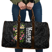 Kosrae Nautical Heritage Travel Bag Polynesian Tribal Anchor With Plumeria Tropical Art TS04 Black Grey - Polynesian Pride