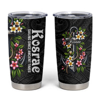 Kosrae Nautical Heritage Tumbler Cup Polynesian Tribal Anchor With Plumeria Tropical Art TS04 Black Grey - Polynesian Pride