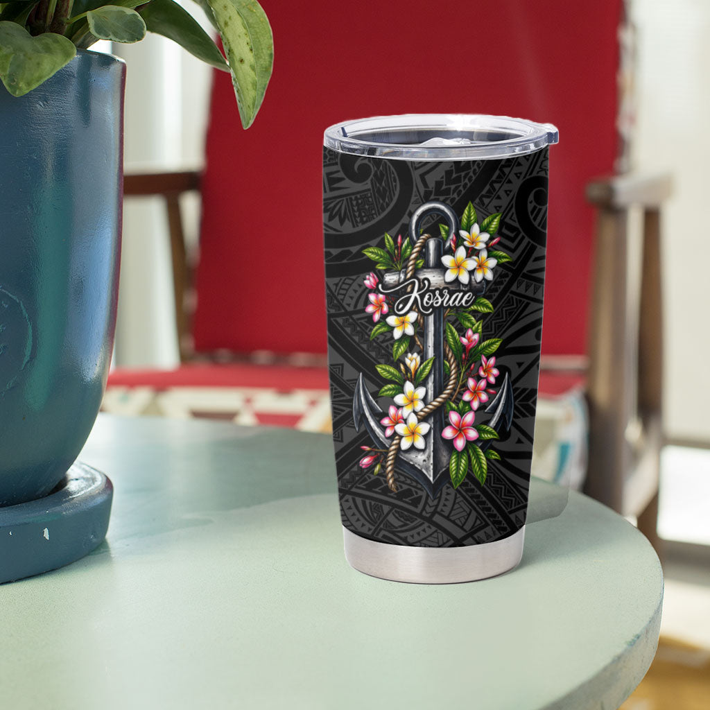 Kosrae Nautical Heritage Tumbler Cup Polynesian Tribal Anchor With Plumeria Tropical Art TS04 - Polynesian Pride