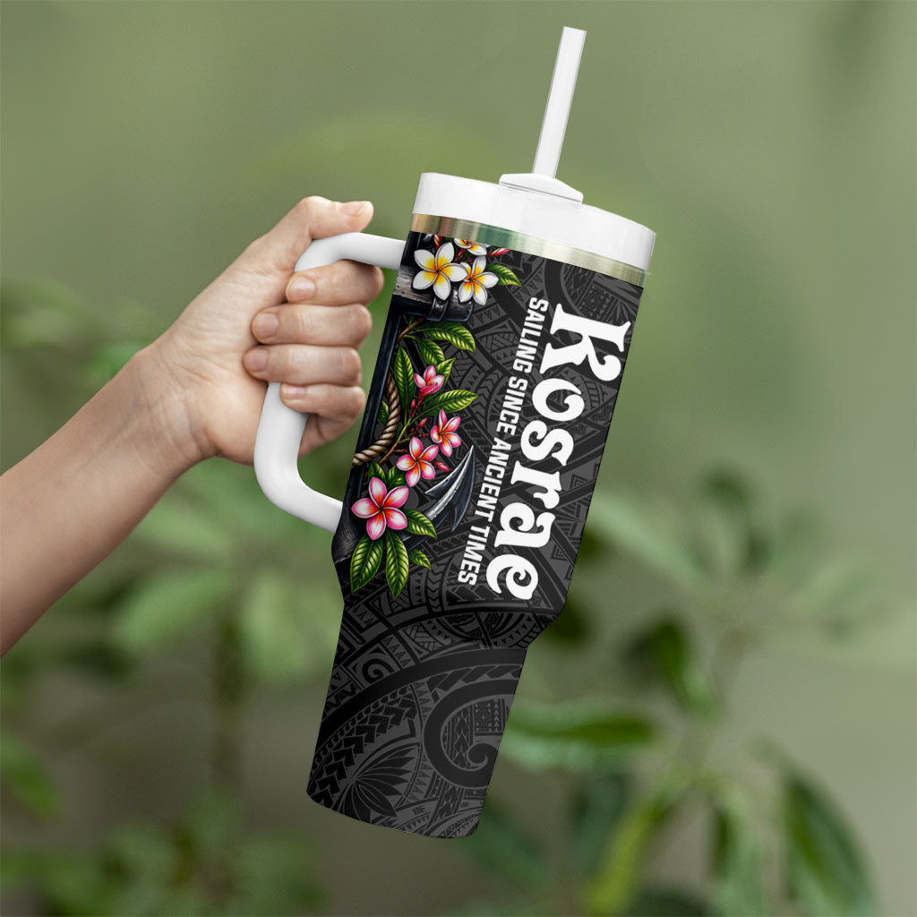 Kosrae Nautical Heritage Tumbler With Handle Polynesian Tribal Anchor With Plumeria Tropical Art TS04 - Polynesian Pride