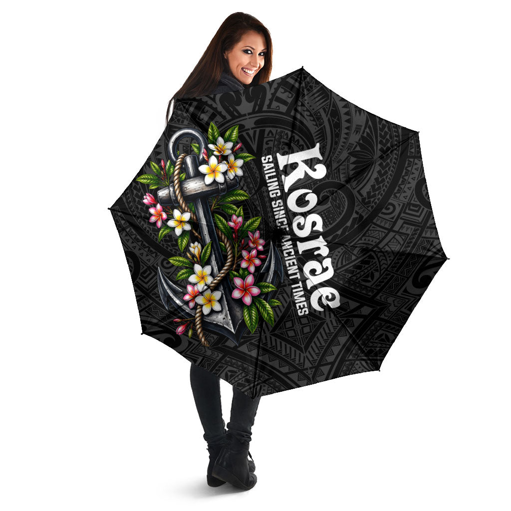 Kosrae Nautical Heritage Umbrella Polynesian Tribal Anchor With Plumeria Tropical Art TS04 - Polynesian Pride
