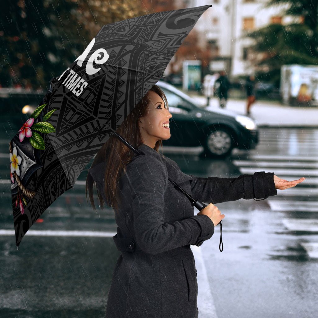 Kosrae Nautical Heritage Umbrella Polynesian Tribal Anchor With Plumeria Tropical Art TS04 - Polynesian Pride