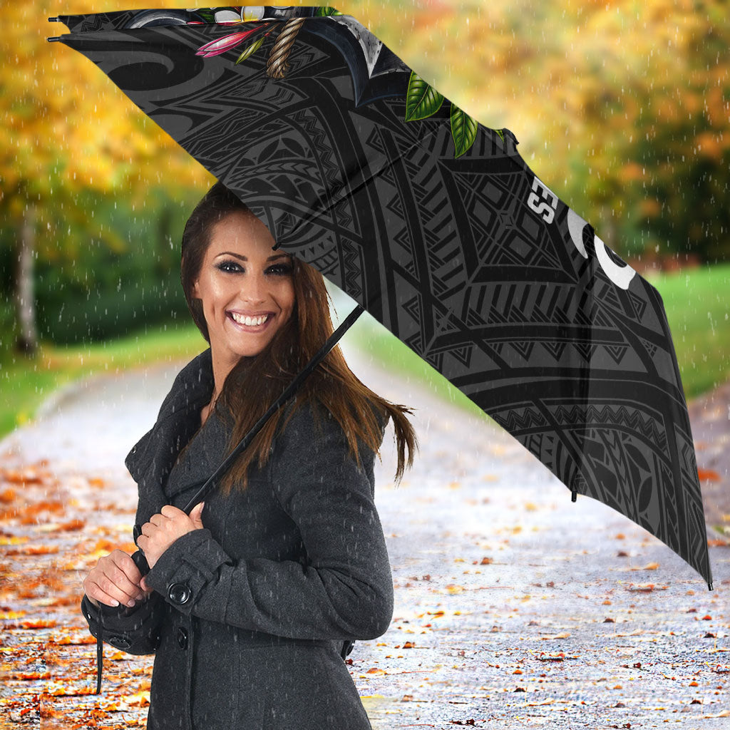 Kosrae Nautical Heritage Umbrella Polynesian Tribal Anchor With Plumeria Tropical Art TS04 - Polynesian Pride