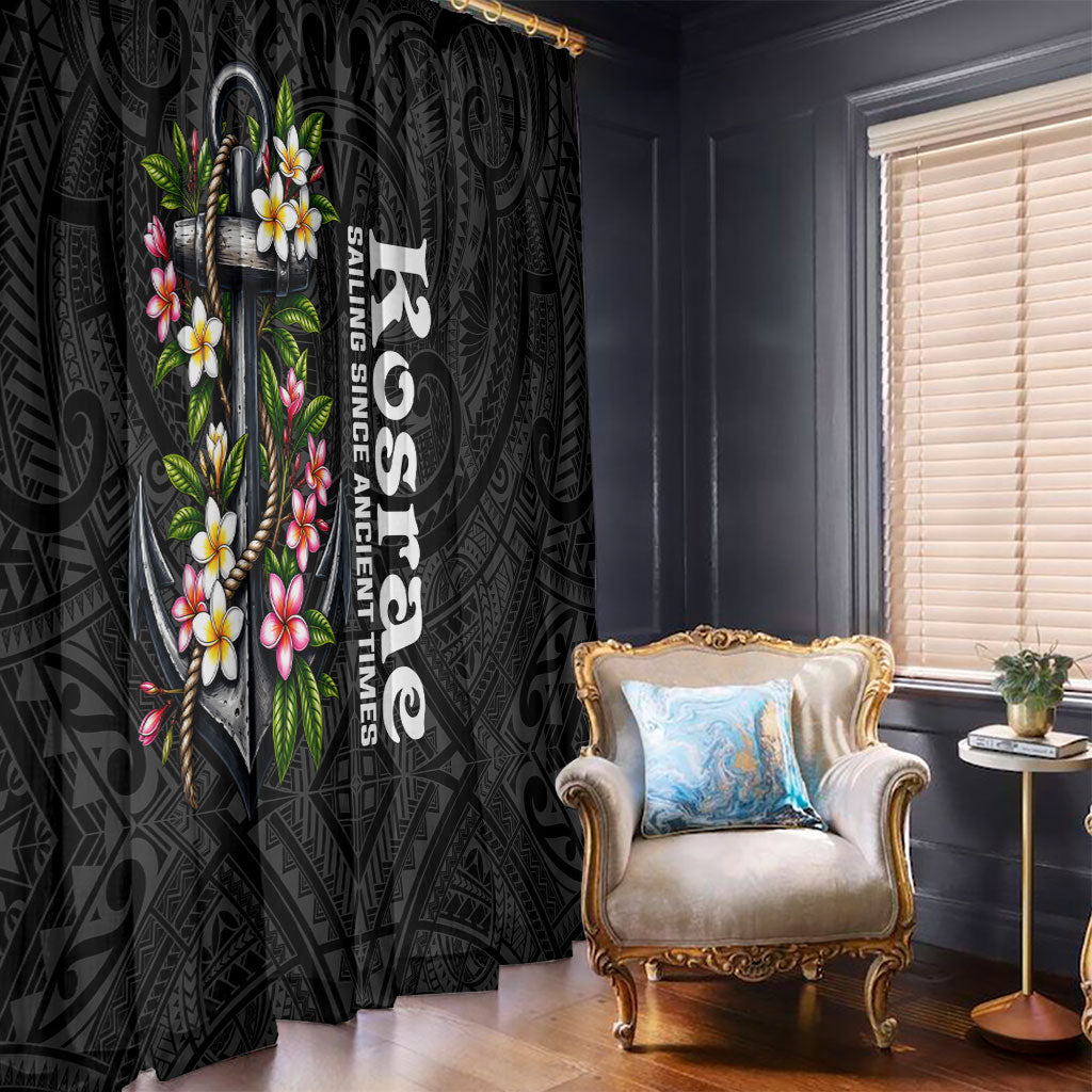Kosrae Nautical Heritage Window Curtain Polynesian Tribal Anchor With Plumeria Tropical Art TS04 - Polynesian Pride