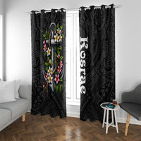 Kosrae Nautical Heritage Window Curtain Polynesian Tribal Anchor With Plumeria Tropical Art TS04 With Grommets Black Grey - Polynesian Pride