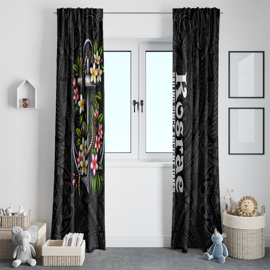 Kosrae Nautical Heritage Window Curtain Polynesian Tribal Anchor With Plumeria Tropical Art TS04 - Polynesian Pride