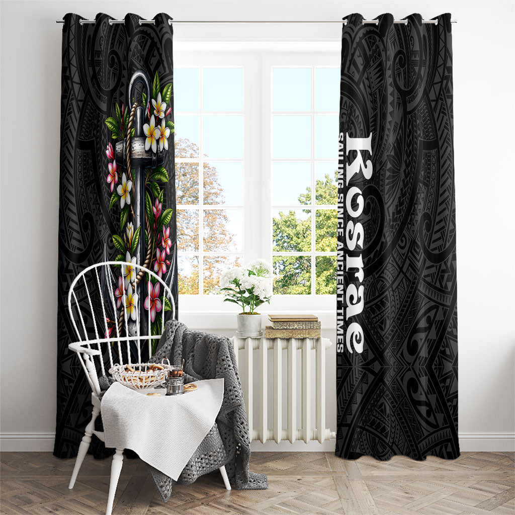 Kosrae Nautical Heritage Window Curtain Polynesian Tribal Anchor With Plumeria Tropical Art TS04 - Polynesian Pride