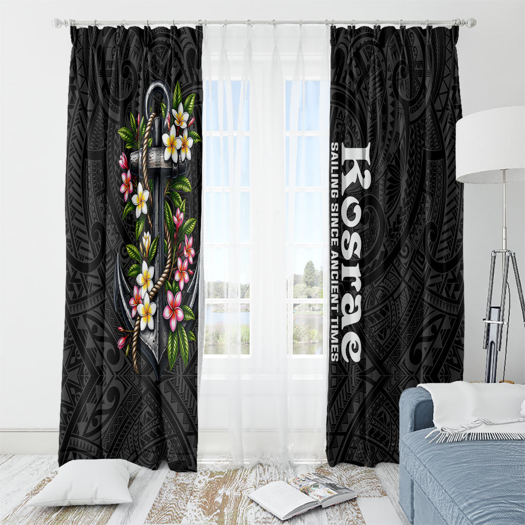 Kosrae Nautical Heritage Window Curtain Polynesian Tribal Anchor With Plumeria Tropical Art TS04 - Polynesian Pride