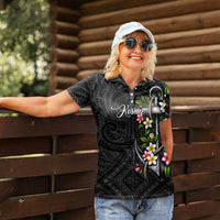 Kosrae Nautical Heritage Women Polo Shirt Polynesian Tribal Anchor With Plumeria Tropical Art
