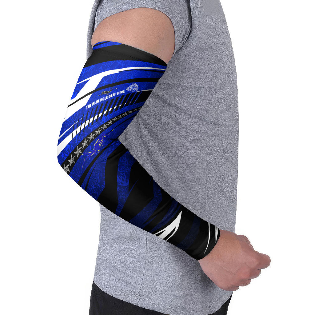 Kosrae Deep Sea Scuba Diving Arm Sleeves Blue Hole Beneath The Surface Coral Reef Graphic Art TS04 - Polynesian Pride