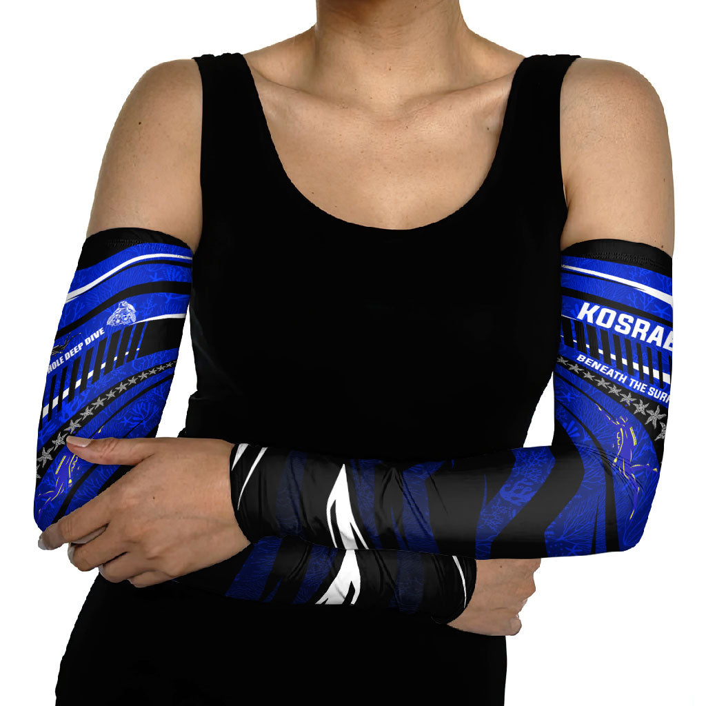 Kosrae Deep Sea Scuba Diving Arm Sleeves Blue Hole Beneath The Surface Coral Reef Graphic Art TS04 - Polynesian Pride