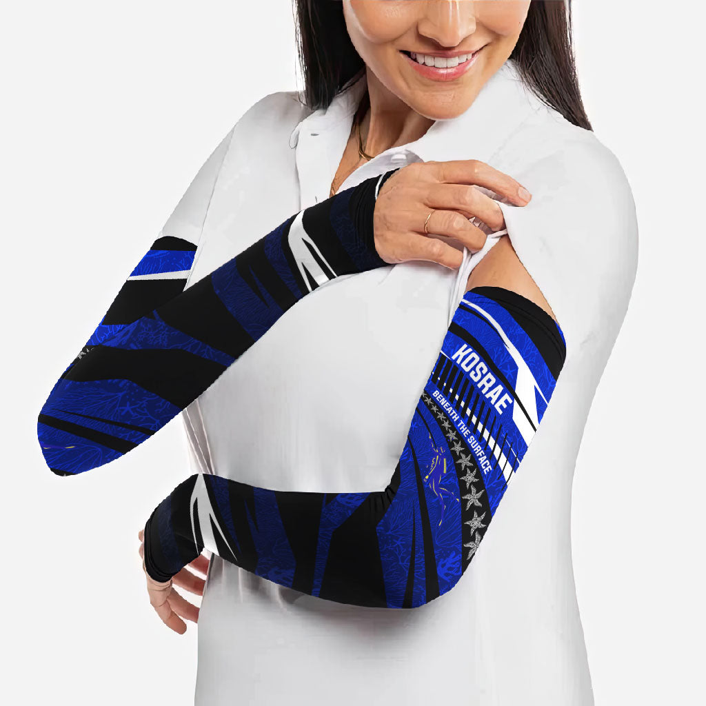 Kosrae Deep Sea Scuba Diving Arm Sleeves Blue Hole Beneath The Surface Coral Reef Graphic Art TS04 - Polynesian Pride