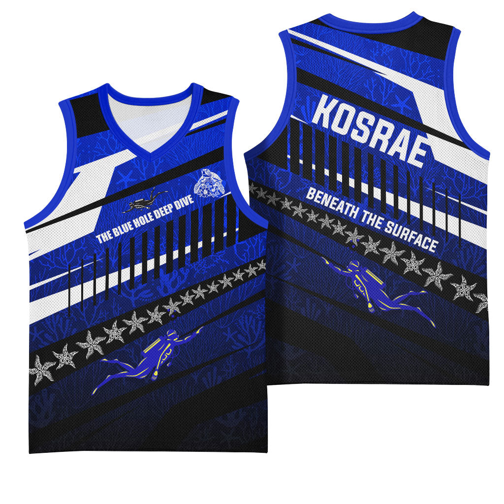 Kosrae Deep Sea Scuba Diving Basketball Jersey Blue Hole Beneath The Surface Coral Reef Graphic Art TS04 - Polynesian Pride