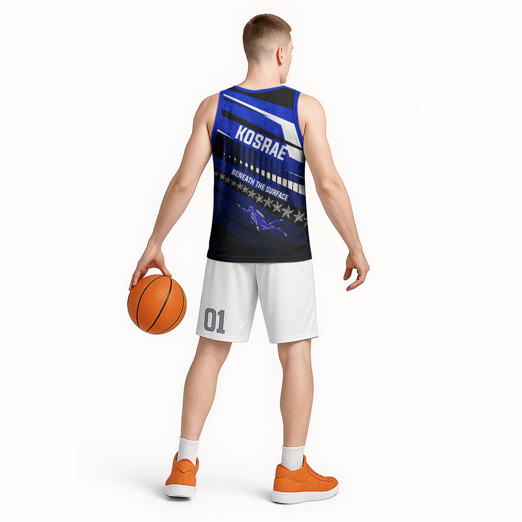 Kosrae Deep Sea Scuba Diving Basketball Jersey Blue Hole Beneath The Surface Coral Reef Graphic Art TS04 - Polynesian Pride