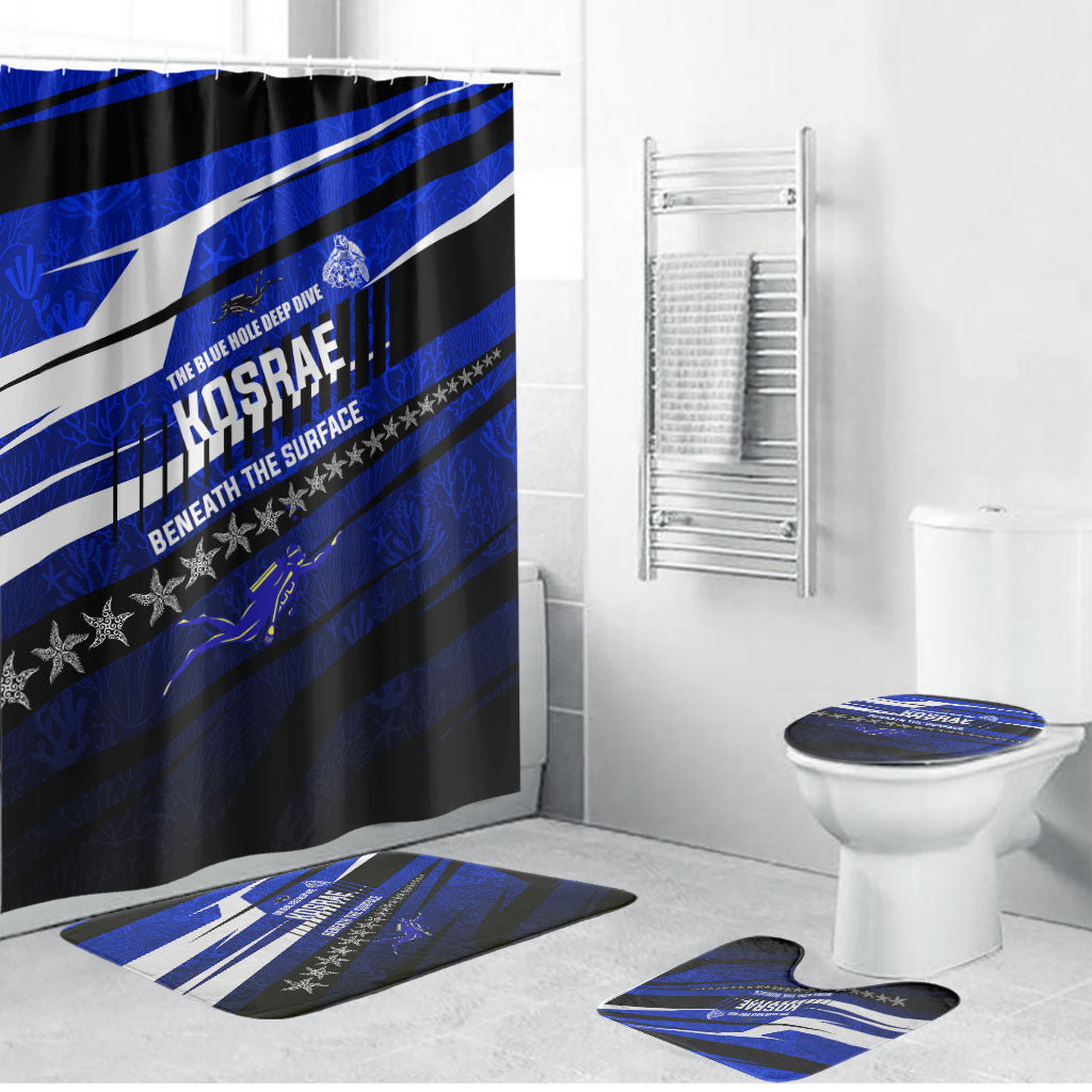 Kosrae Deep Sea Scuba Diving Bathroom Set Blue Hole Beneath The Surface Coral Reef Graphic Art TS04 Bathroom Set (4 pcs) Blue Black - Polynesian Pride