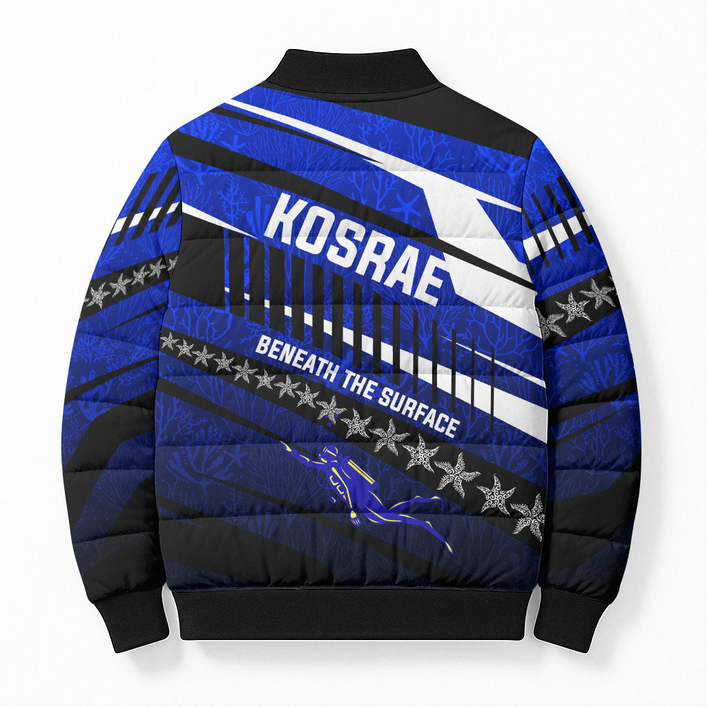 Kosrae Deep Sea Scuba Diving Bomber Puffer Jacket Blue Hole Beneath The Surface Coral Reef Graphic Art TS04 - Polynesian Pride