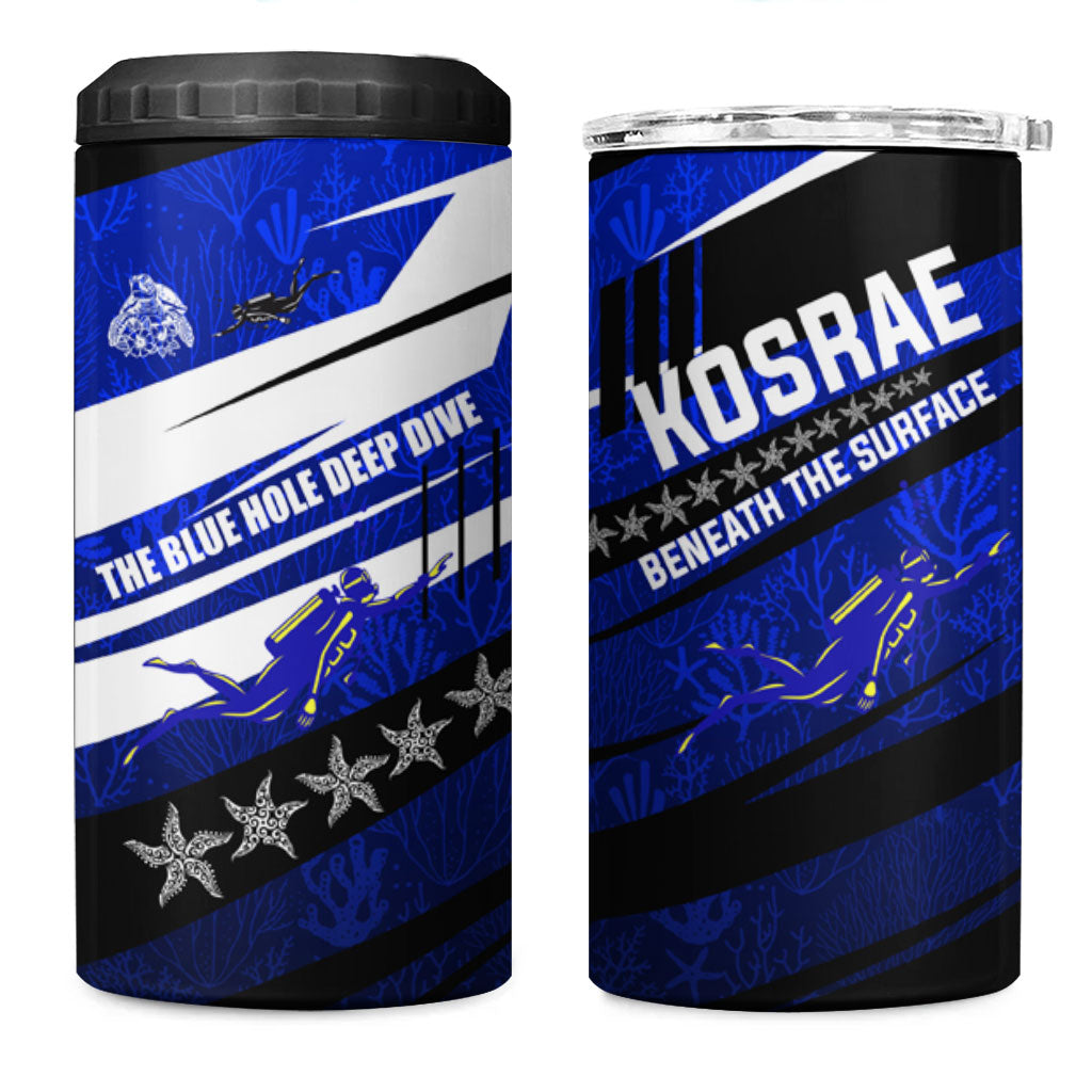Kosrae Deep Sea Scuba Diving 4 in 1 Can Cooler Tumbler Blue Hole Beneath The Surface Coral Reef Graphic Art TS04 One Size: 16 oz Blue Black - Polynesian Pride