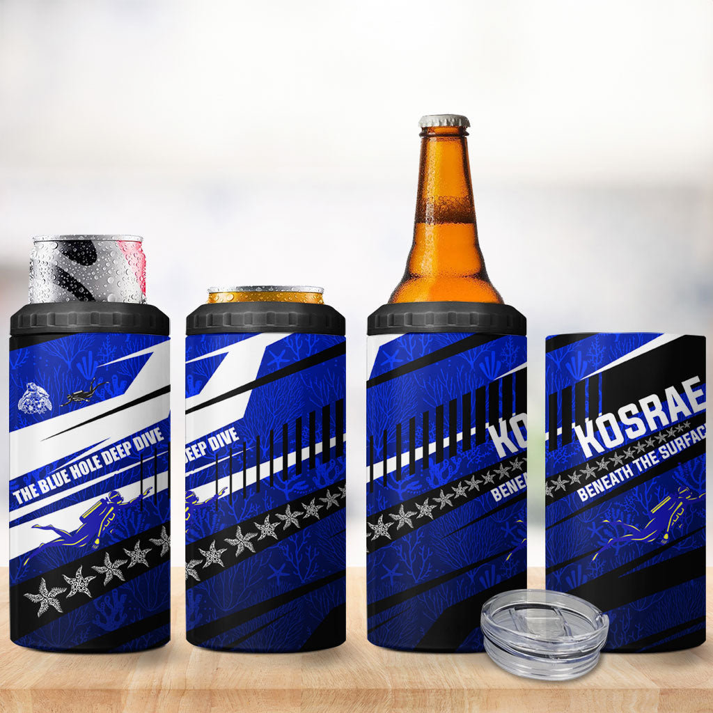 Kosrae Deep Sea Scuba Diving 4 in 1 Can Cooler Tumbler Blue Hole Beneath The Surface Coral Reef Graphic Art TS04 - Polynesian Pride