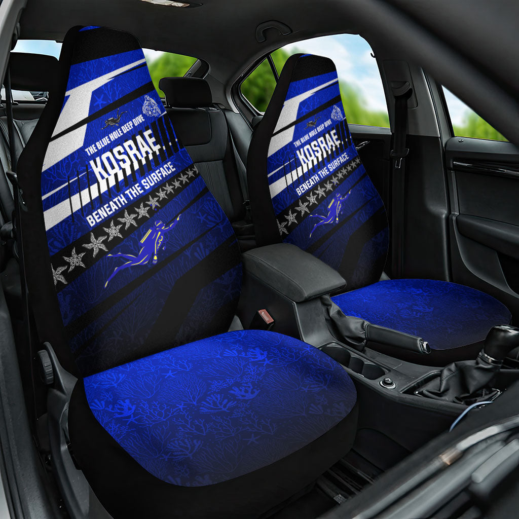 Kosrae Deep Sea Scuba Diving Car Seat Cover Blue Hole Beneath The Surface Coral Reef Graphic Art TS04 One Size Blue Black - Polynesian Pride