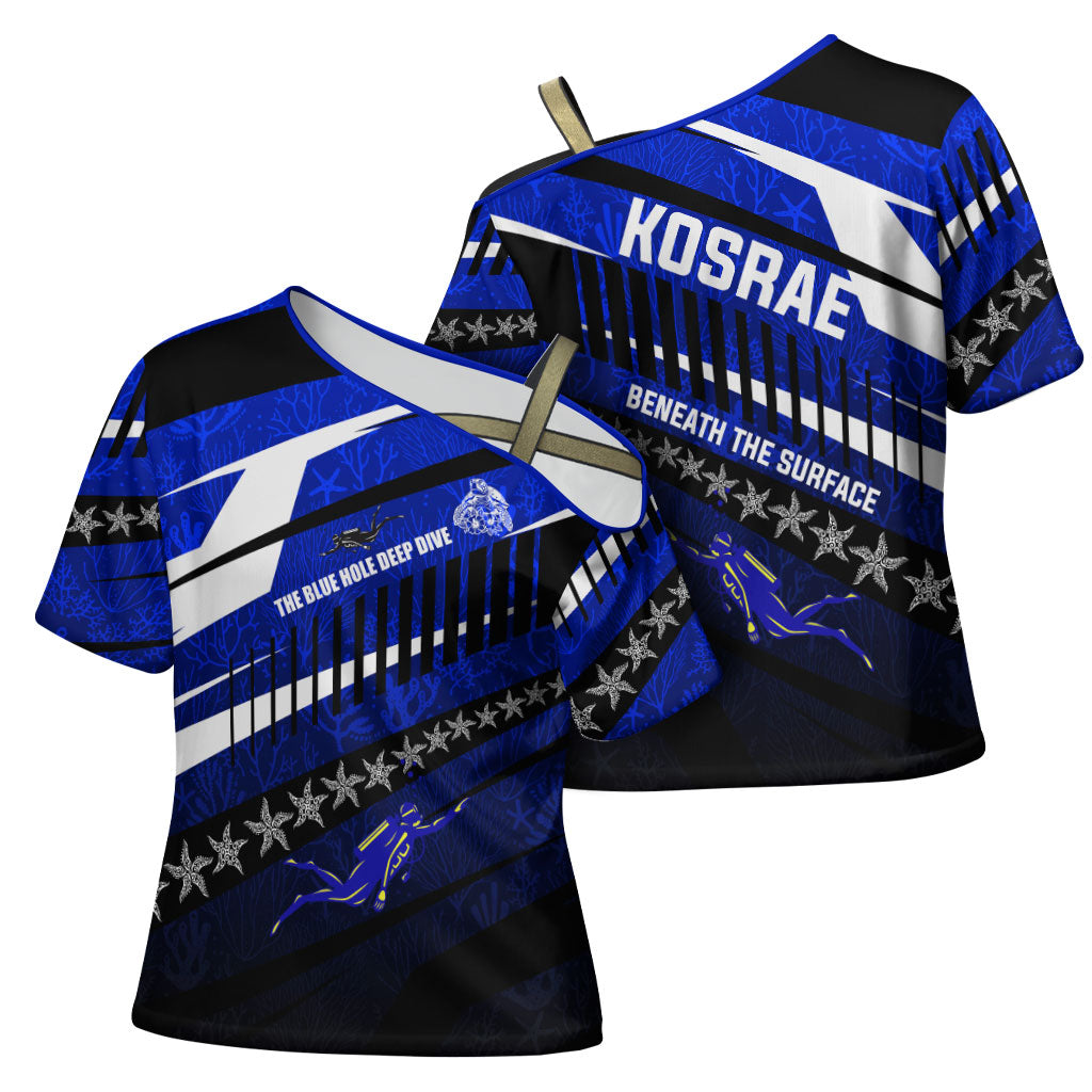 Kosrae Deep Sea Scuba Diving Cross Shoulder Shirt Blue Hole Beneath The Surface Coral Reef Graphic Art TS04 - Polynesian Pride