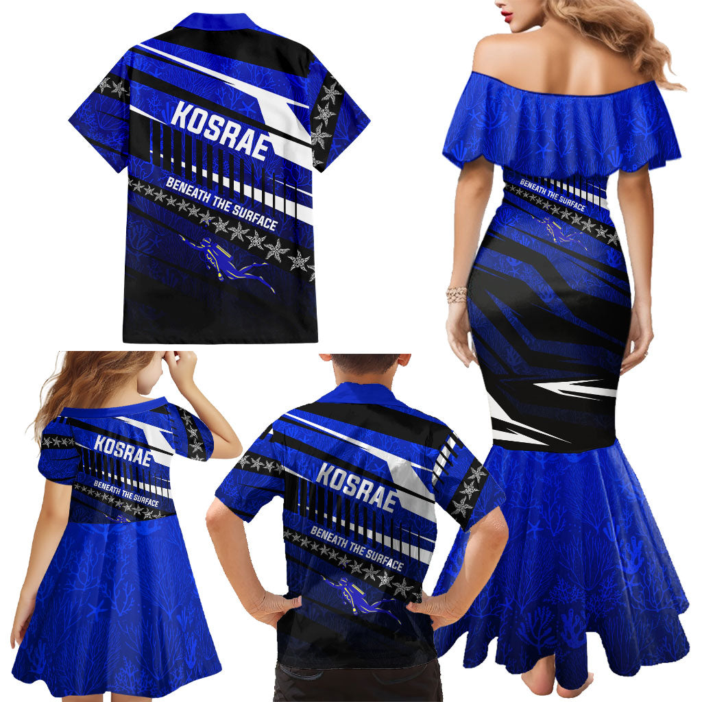 Kosrae Deep Sea Scuba Diving Family Matching Mermaid Dress and Hawaiian Shirt Blue Hole Beneath The Surface Coral Reef Graphic Art TS04 - Polynesian Pride