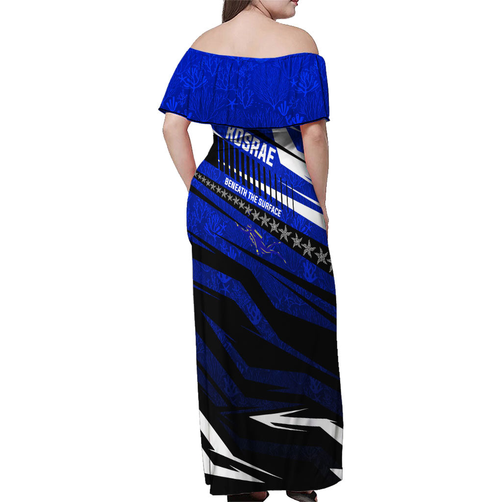 Kosrae Deep Sea Scuba Diving Family Matching Off Shoulder Maxi Dress and Hawaiian Shirt Blue Hole Beneath The Surface Coral Reef Graphic Art