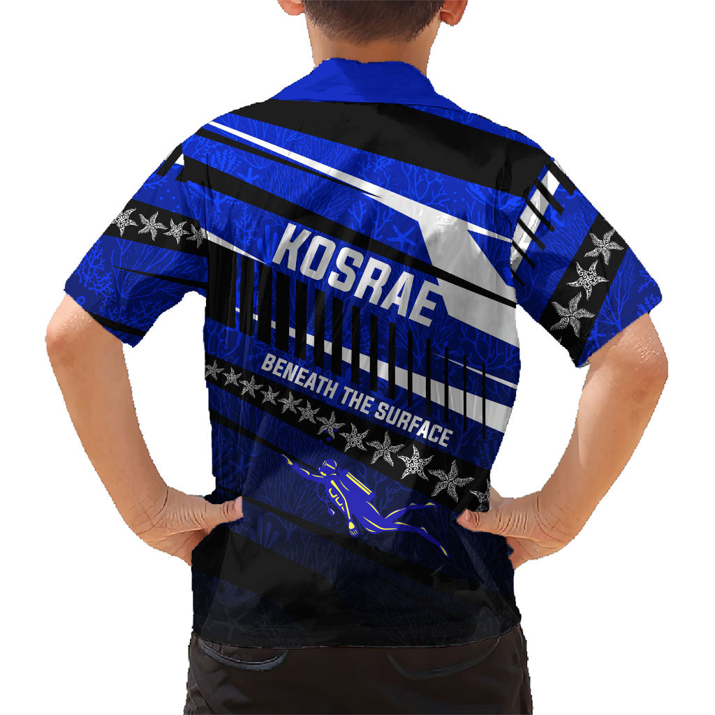 Kosrae Deep Sea Scuba Diving Family Matching Off Shoulder Short Dress and Hawaiian Shirt Blue Hole Beneath The Surface Coral Reef Graphic Art