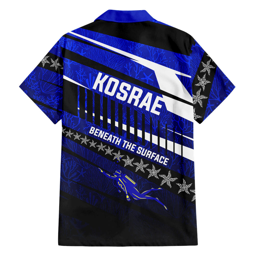 Kosrae Deep Sea Scuba Diving Family Matching Off Shoulder Short Dress and Hawaiian Shirt Blue Hole Beneath The Surface Coral Reef Graphic Art