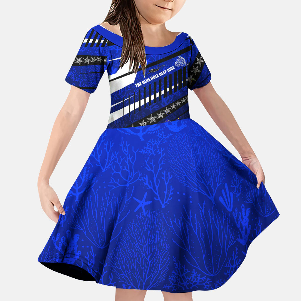 Kosrae Deep Sea Scuba Diving Family Matching Summer Maxi Dress and Hawaiian Shirt Blue Hole Beneath The Surface Coral Reef Graphic Art