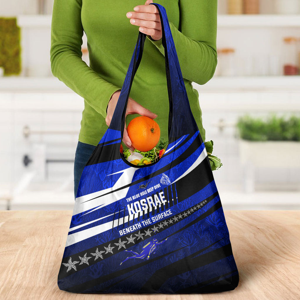 Kosrae Deep Sea Scuba Diving Grocery Bag Blue Hole Beneath The Surface Coral Reef Graphic Art TS04 - Polynesian Pride