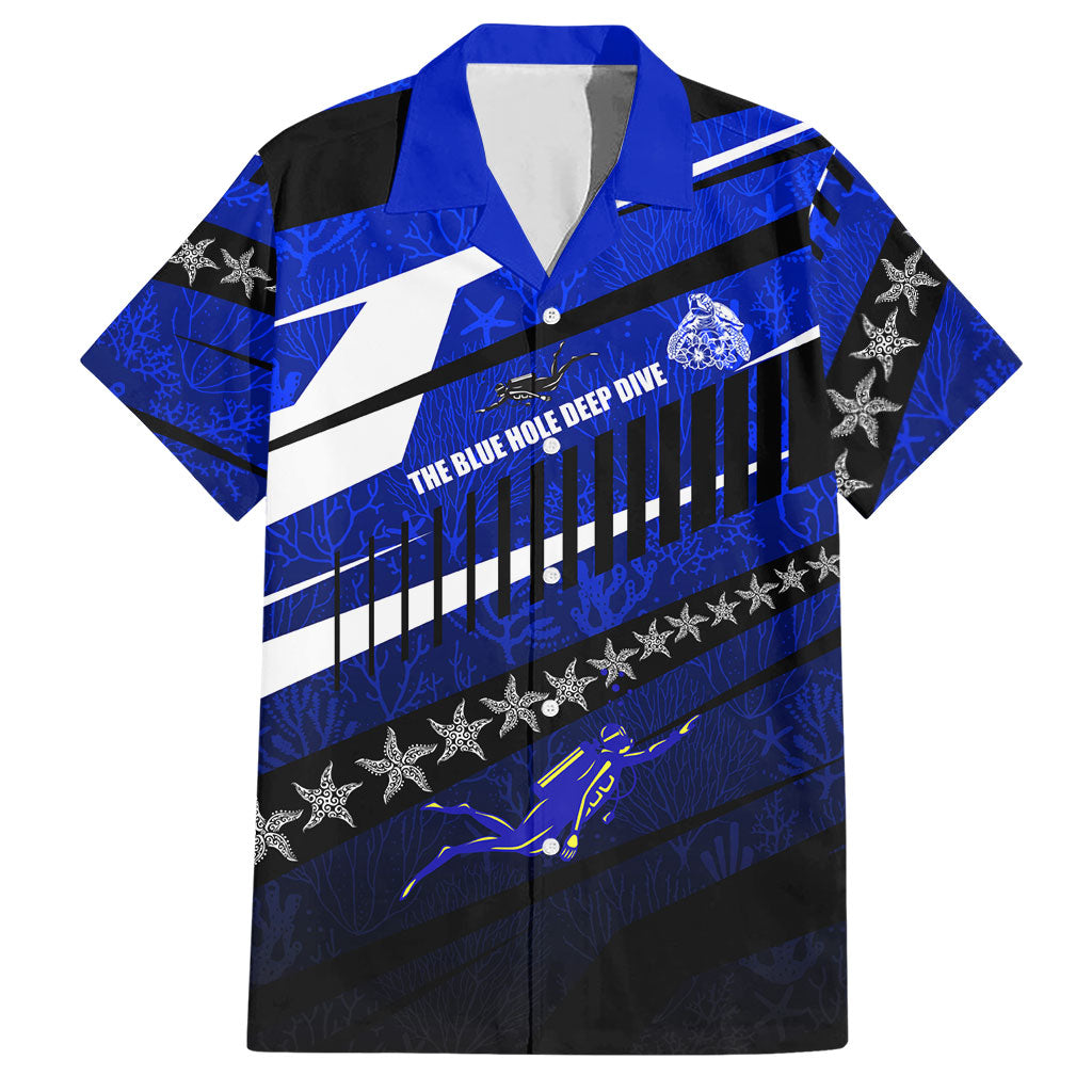 Kosrae Deep Sea Scuba Diving Hawaiian Shirt Blue Hole Beneath The Surface Coral Reef Graphic Art TS04 Blue Black - Polynesian Pride
