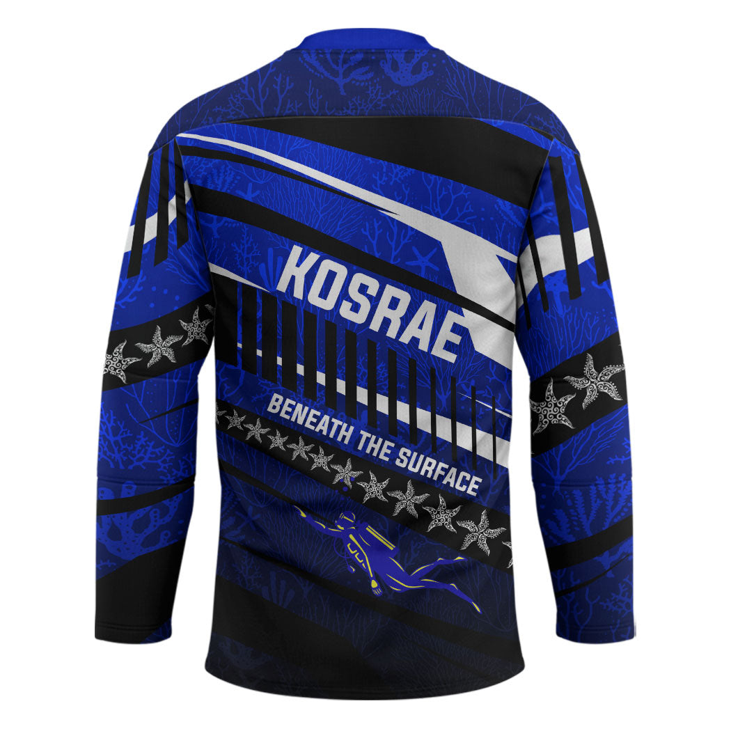 Kosrae Deep Sea Scuba Diving Hockey Jersey Blue Hole Beneath The Surface Coral Reef Graphic Art TS04 - Polynesian Pride