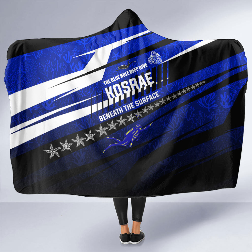 Kosrae Deep Sea Scuba Diving Hooded Blanket Blue Hole Beneath The Surface Coral Reef Graphic Art TS04 One Size Blue Black - Polynesian Pride