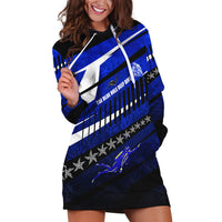 Kosrae Deep Sea Scuba Diving Hoodie Dress Blue Hole Beneath The Surface Coral Reef Graphic Art TS04 Blue Black - Polynesian Pride