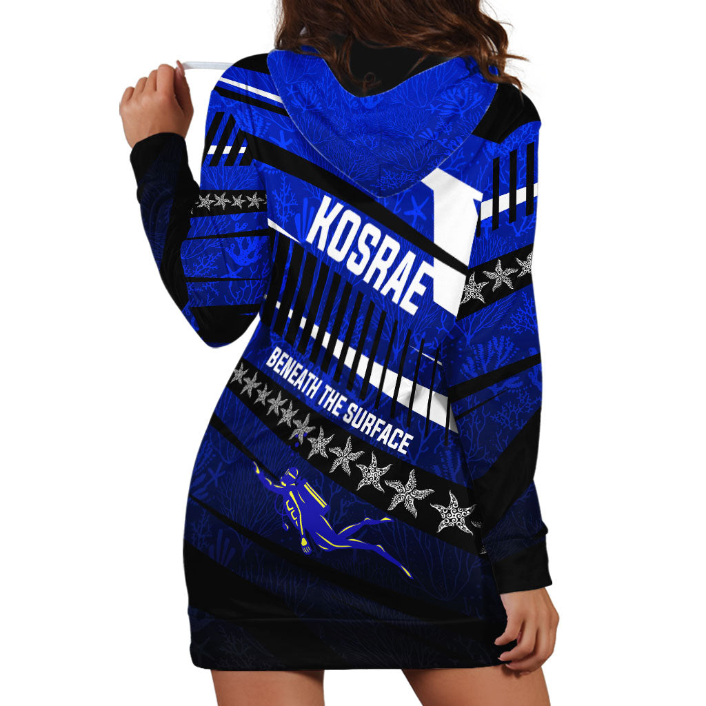 Kosrae Deep Sea Scuba Diving Hoodie Dress Blue Hole Beneath The Surface Coral Reef Graphic Art TS04 - Polynesian Pride