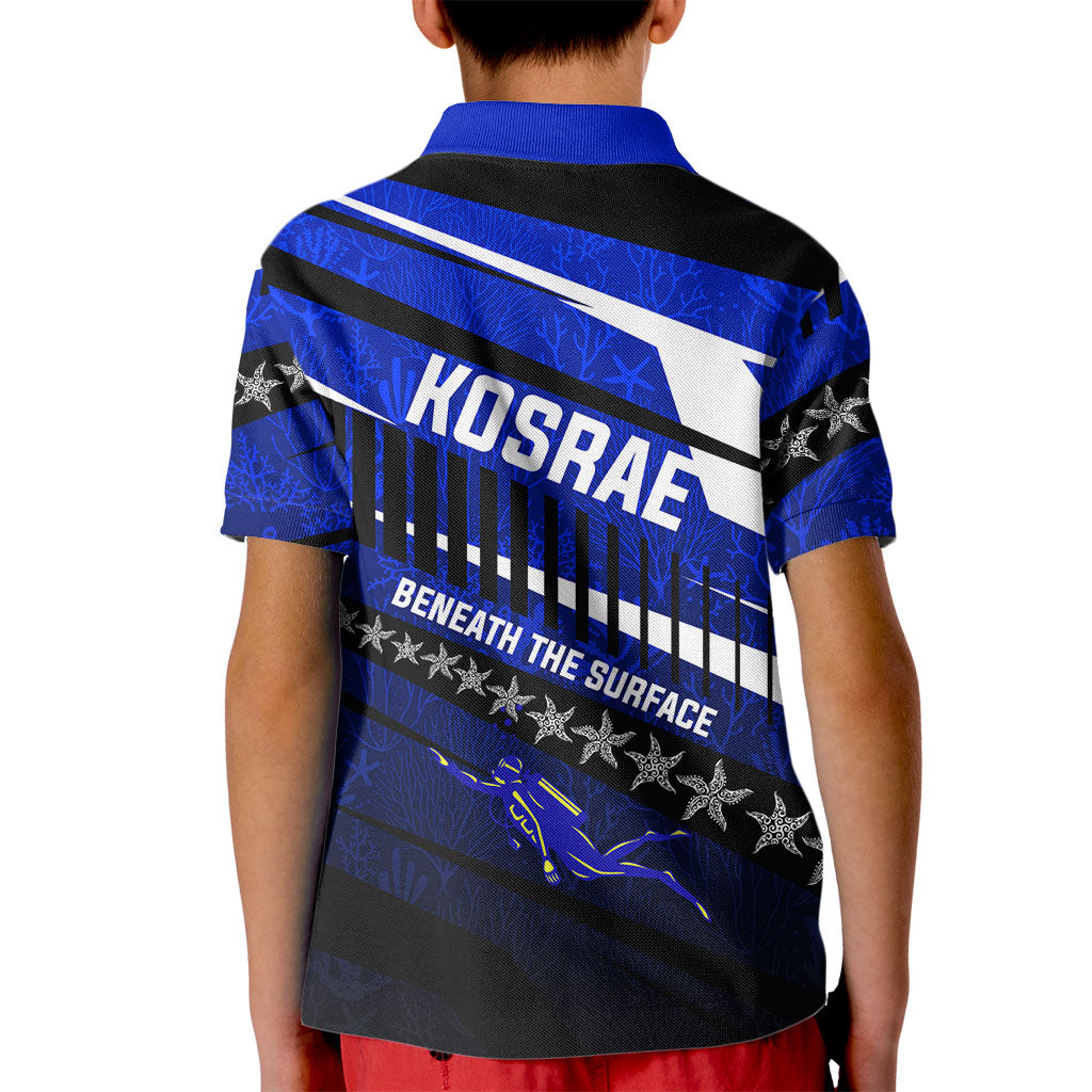 Kosrae Deep Sea Scuba Diving Kid Polo Shirt Blue Hole Beneath The Surface Coral Reef Graphic Art TS04 - Polynesian Pride