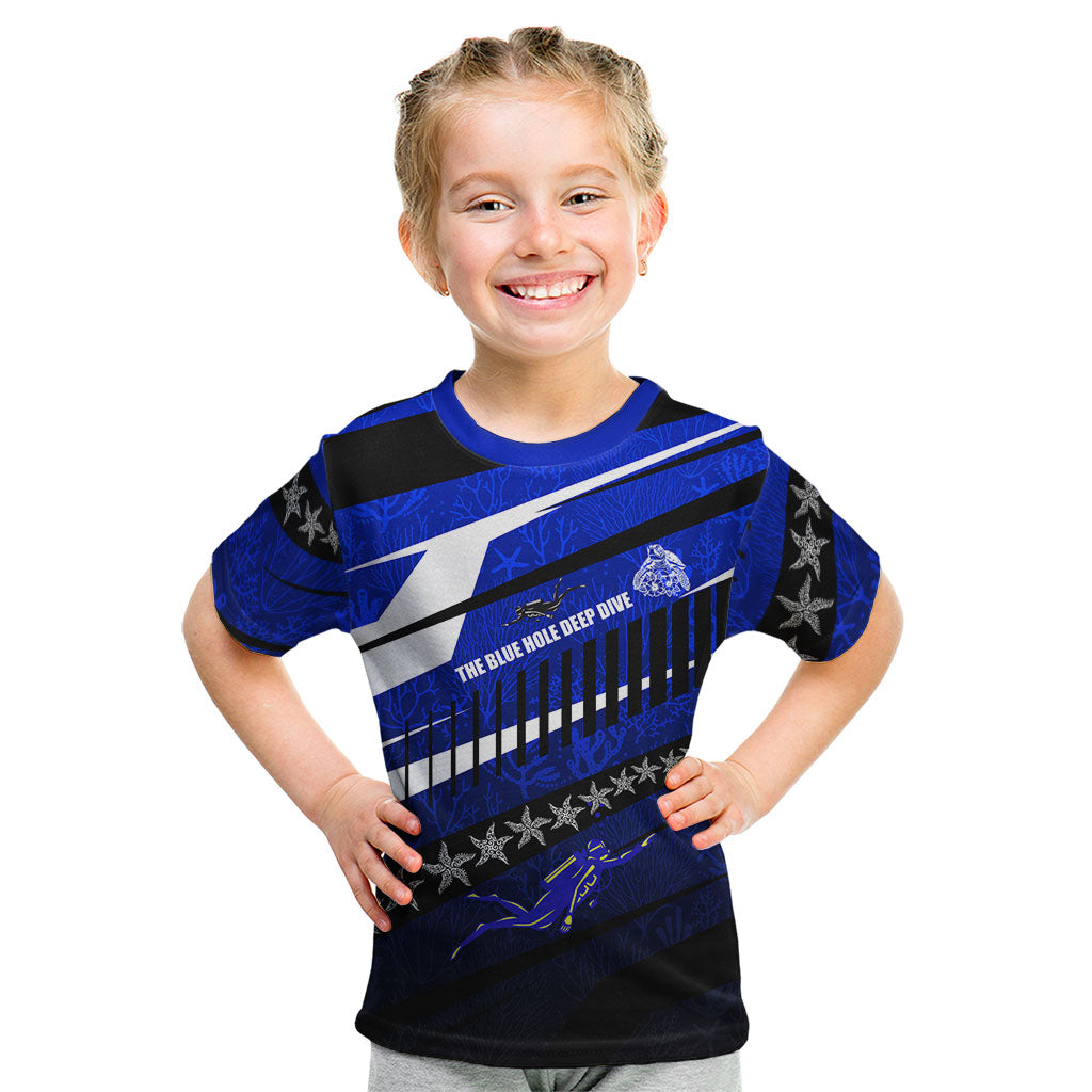 Kosrae Deep Sea Scuba Diving Kid T Shirt Blue Hole Beneath The Surface Coral Reef Graphic Art TS04 Blue Black - Polynesian Pride