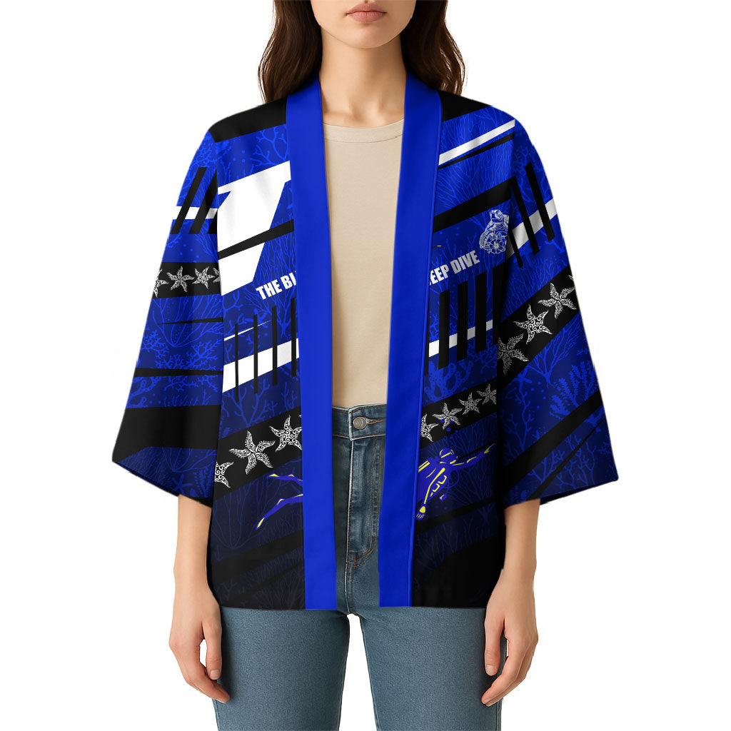 Kosrae Deep Sea Scuba Diving Kimono Blue Hole Beneath The Surface Coral Reef Graphic Art TS04 - Polynesian Pride